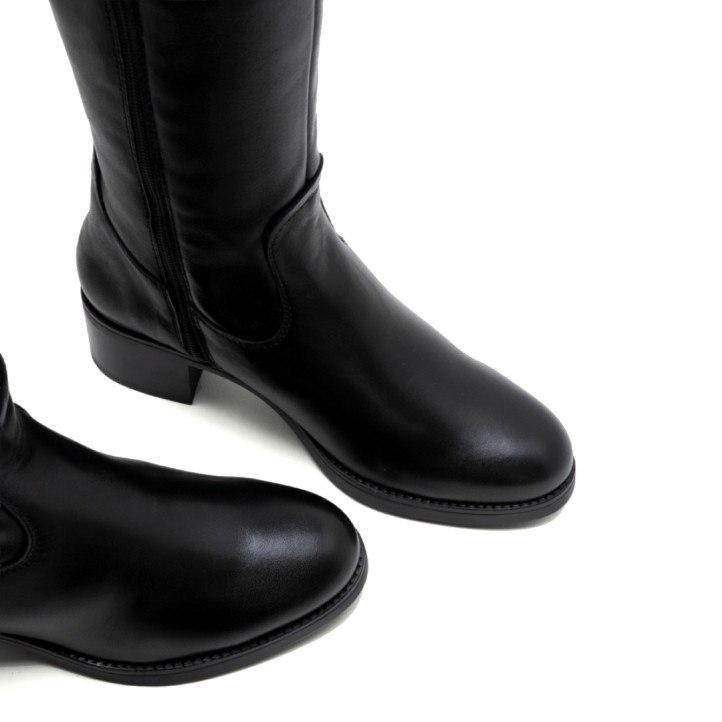 BOTAS DE PIEL DE TACÓN CON CREMALLERA OLIVIA NEGRO PORRONET - Querol online