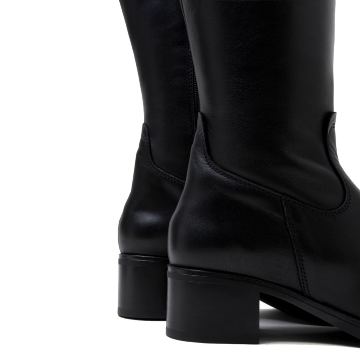 BOTAS DE PIEL DE TACÓN CON CREMALLERA OLIVIA NEGRO PORRONET - Querol online