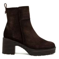 BOTAS DE SERRAJE CON CREMALLERA SALMA MOKA PORRONET - Querol online