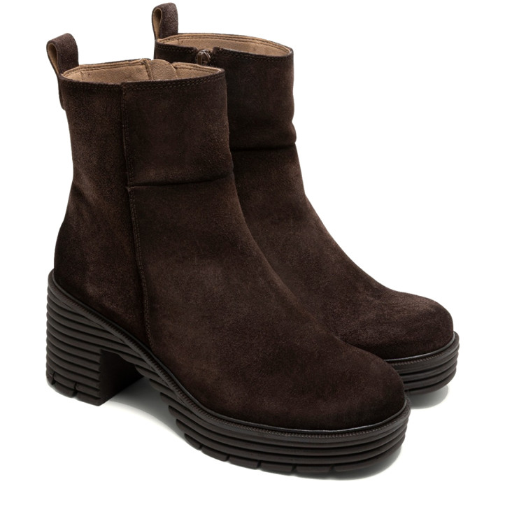 BOTAS DE SERRAJE CON CREMALLERA SALMA MOKA PORRONET - Querol online