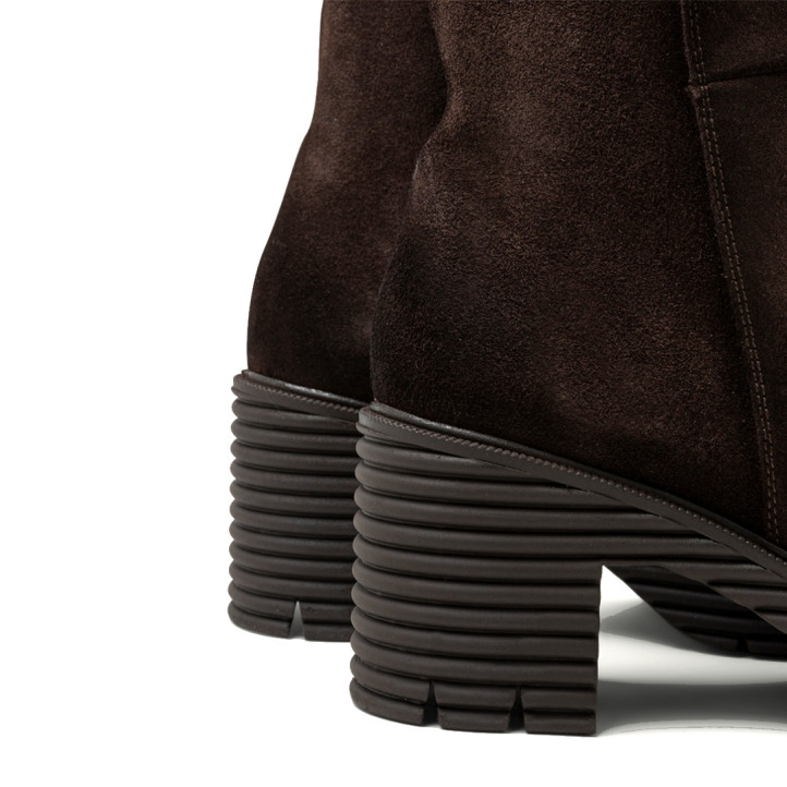 BOTAS DE SERRAJE CON CREMALLERA SALMA MOKA PORRONET - Querol online