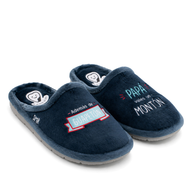 Sabatilles casa Se me ríen los pies d'home blau marí amb missatge per al pare - Querol online