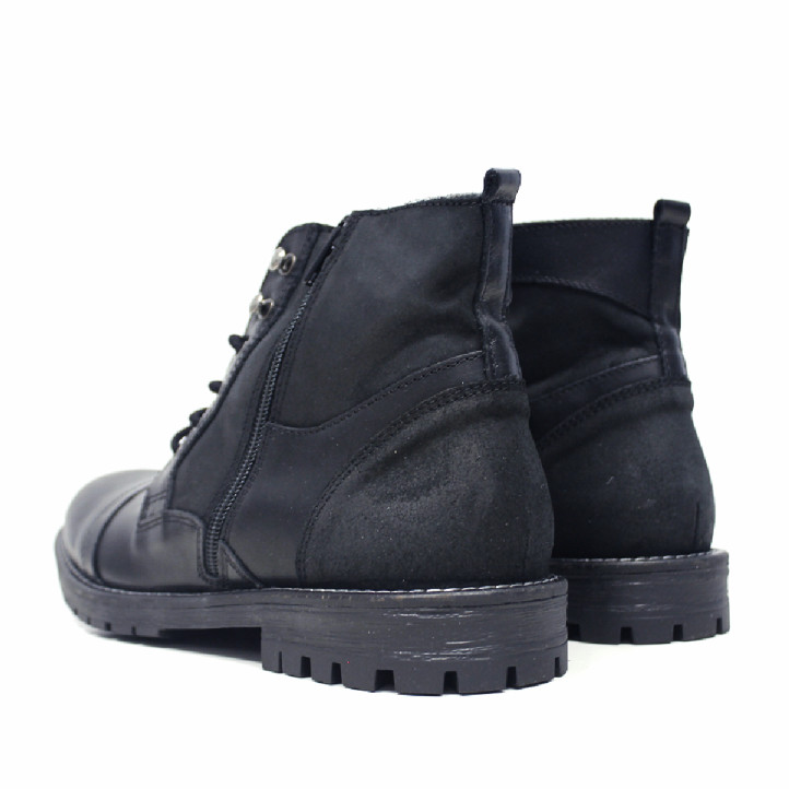 Botines Lobo Atlas negros de piel con cordones y cremallera lateral - Querol online