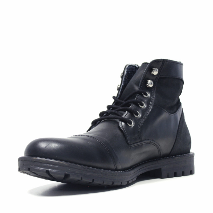 Botines Lobo Atlas negros de piel con cordones y cremallera lateral - Querol online