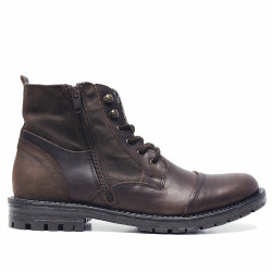 Botines Lobo Atlas marrones de piel con cordones y cremallera lateral - Querol online