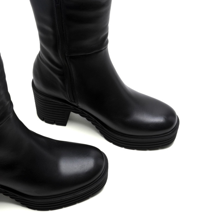BOTAS DE PIEL CON CREMALLERA SONIA NEGRO PORRONET - Querol online