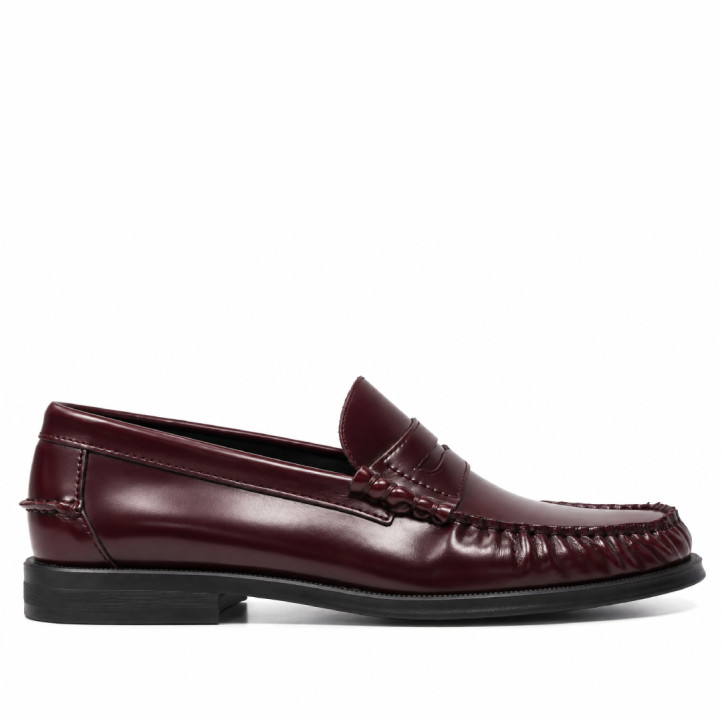 Mocasines Lobo Como de hombre granates de piel con antifaz clásico - Querol online