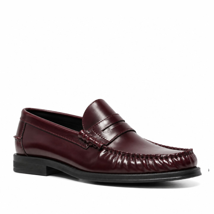 Mocasins Lobo Como d'home granats de pell amb antifaç clàssic - Querol online