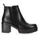Botines tacón Chika 10 de mujer negros con tacón ancho, cremallera lateral y suela track - Querol online