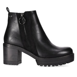 Botins de taló Chika 10 de dona negres amb taló ample, cremallera lateral i sola track - Querol online