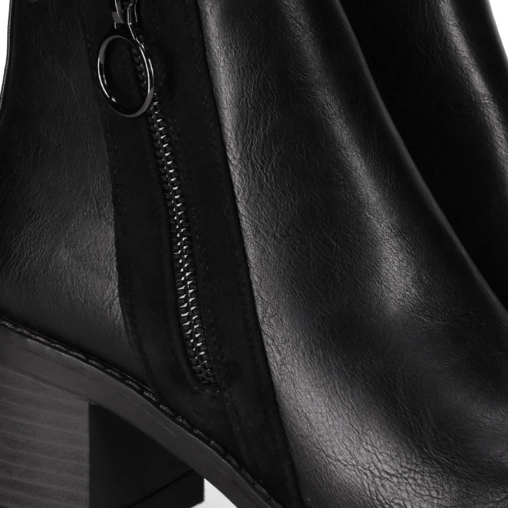 Botins de taló Chika 10 de dona negres amb taló ample, cremallera lateral i sola track - Querol online