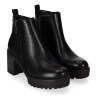Botines tacón Chika 10 de mujer negros con tacón ancho, cremallera lateral y suela track