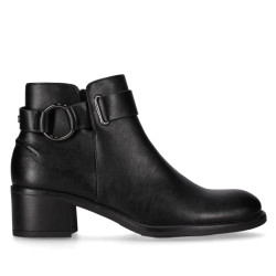 Botines Chika 10 de mujer negros con tacón medio y hebilla metálica lateral - Querol online