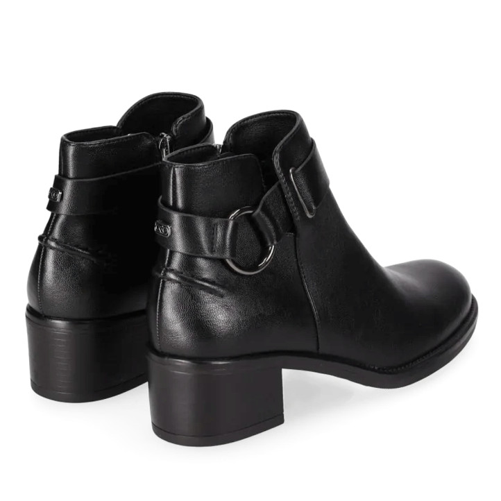Botines Chika 10 de mujer negros con tacón medio y hebilla metálica lateral - Querol online