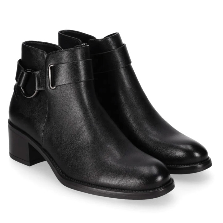 Botins Chika 10 de dona negres amb taló mitjà i sivella metàl·lica lateral - Querol online