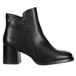 Botins Chika 10 de dona negres amb taló ample i reblons metàl·lics laterals - Querol online