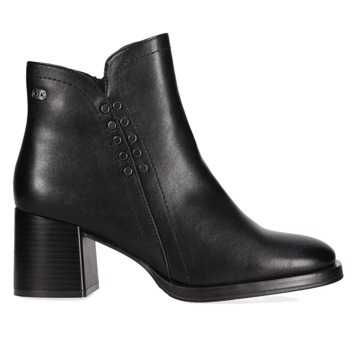 Botines Chika 10 de mujer negros con tacón ancho y remaches metálicos laterales - Querol online