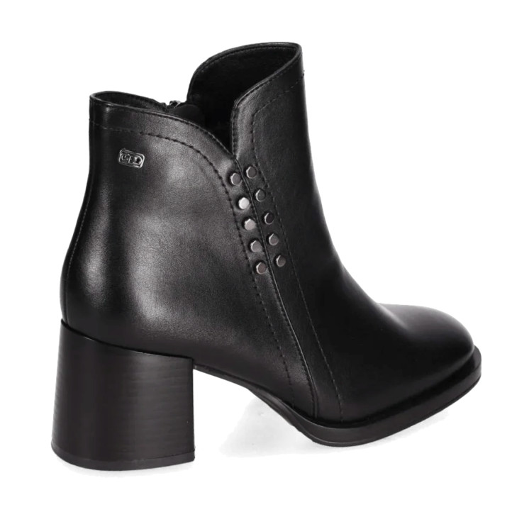 Botins Chika 10 de dona negres amb taló ample i reblons metàl·lics laterals - Querol online
