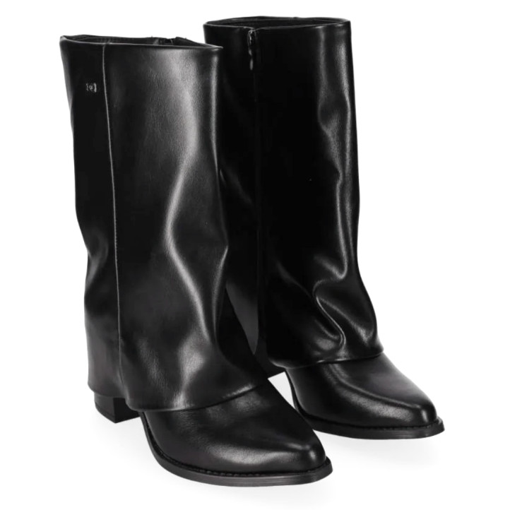 Botas Chika 10 de mujer negras de caña media ancha con tacón de 5 cm - Querol online