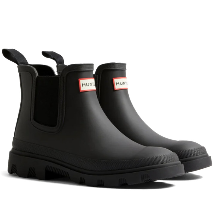 Botas agua Hunter Downpour Chelsea negros impermeables con elásticos laterales - Querol online