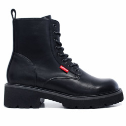 Botines Levi's militares de mujer negros con cordones y suela track - Querol online