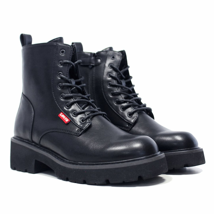 Botins Levi's militars de dona negres amb cordons i sola track - Querol online