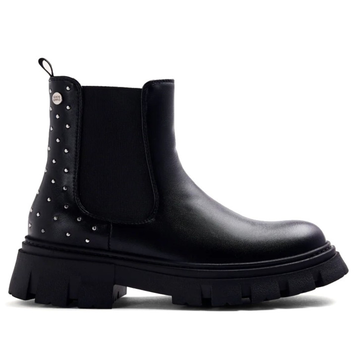 Botines Gioseppo Chelsea de niña negros con tachuelas y suela track - Querol online