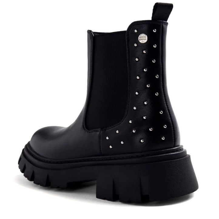 Botines Gioseppo Chelsea de niña negros con tachuelas y suela track - Querol online