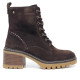 Botins Marila de pell marró xocolata amb cordons i taló ample - Querol online