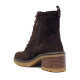 Botines Marila de piel marrón chocolate con cordones y tacón ancho - Querol online