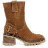 Botines Marila de piel color cuero con hebilla lateral y tacón ancho