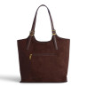 Bolso AMICHI tote marrón chocolate con acabado efecto ante y asas ajusta