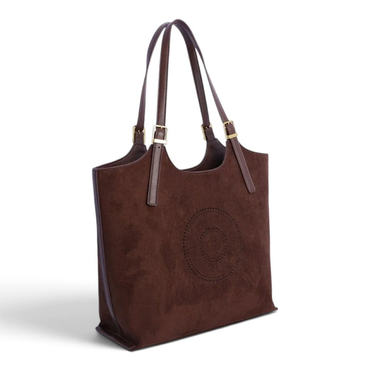 Bossa AMICHI tote marró xocolata amb acabat efecte ant i nanses ajustable - Querol online