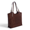 Bolso AMICHI tote marrón chocolate con acabado efecto ante y asas ajusta