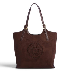 Bossa AMICHI tote marró xocolata amb acabat efecte ant i nanses ajustable - Querol online