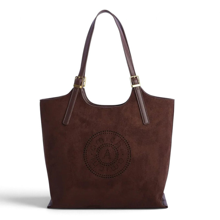 Bossa AMICHI tote marró xocolata amb acabat efecte ant i nanses ajustable - Querol online