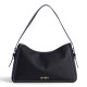 Bolso AMICHI de hombro negro con textura granulada y costuras a contrast - Querol online