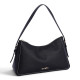 Bolso AMICHI de hombro negro con textura granulada y costuras a contrast - Querol online