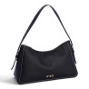 Bolso AMICHI de hombro negro con textura granulada y costuras a contrast