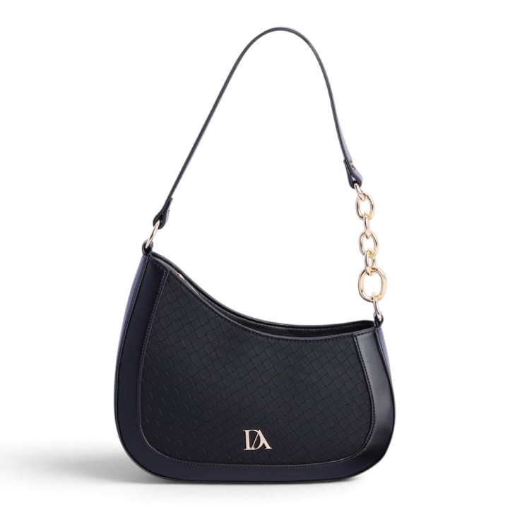 Bolso Don Algodón de hombro negro con efecto trenzado y cadena dorada - Querol online