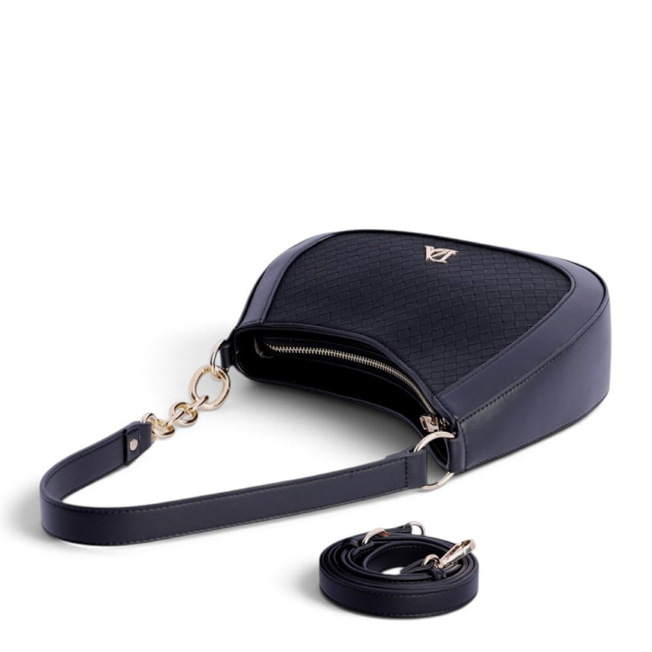 Bolso Don Algodón de hombro negro con efecto trenzado y cadena dorada - Querol online