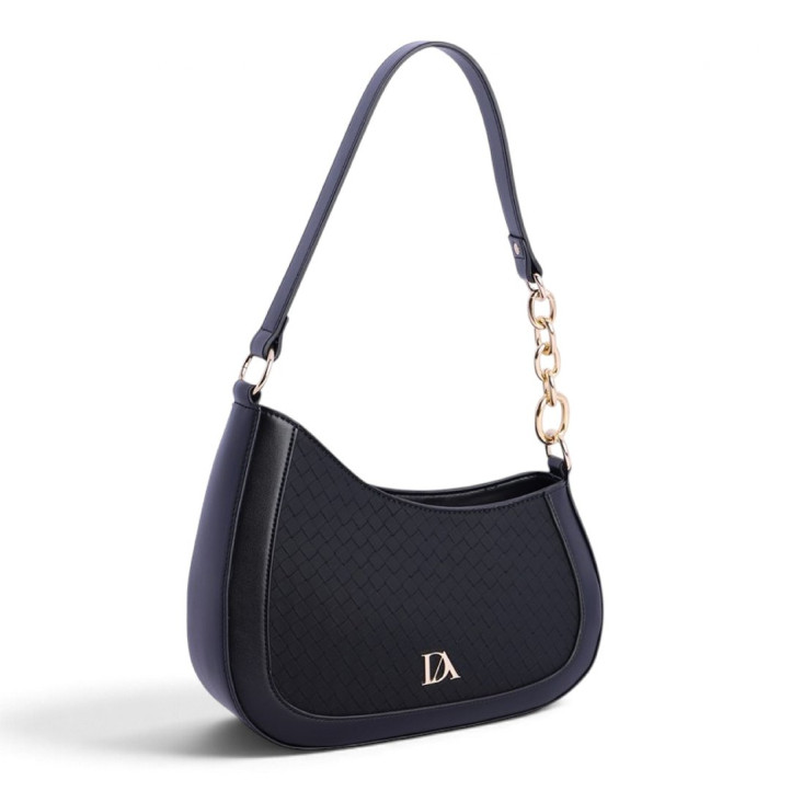 Bolso Don Algodón de hombro negro con efecto trenzado y cadena dorada - Querol online