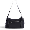 Bolso AMICHI de hombro negro con bolsillos y cordones decorativos