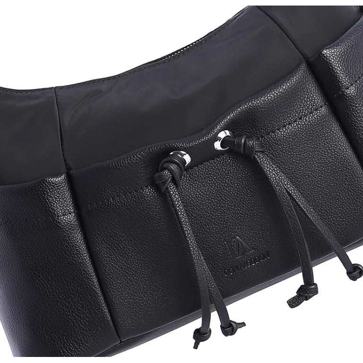Bossa AMICHI d'espatlla negra amb butxaques i cordons decoratius - Querol online