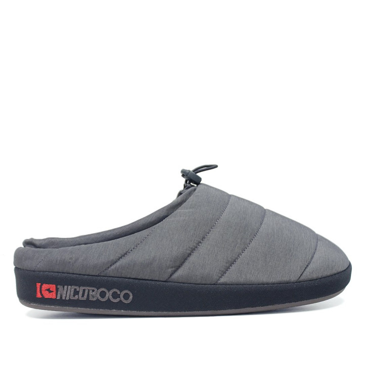 Zapatillas casa Nicoboco de hombre grises acolchadas con talón abierto - Querol online