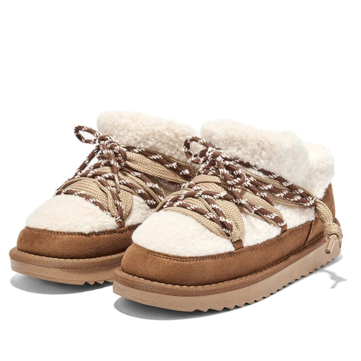 Botas australianas FRANKLIN Nordic Lite Sherpa de mujer camel con pelo y cordones - Querol online