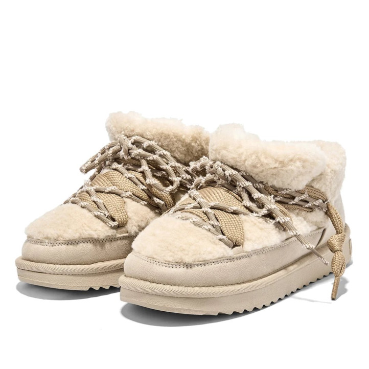 Botas australianas FRANKLIN Nordic Lite Sherpa de mujer beige con pelo y cordones - Querol online