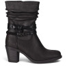 Botines tacón Chika 10 negros con caña arrugada, hebillas decorativas y tacón ancho