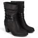 Botines tacón Chika 10 negros con caña arrugada, hebillas decorativas y tacón ancho - Querol online