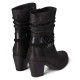 Botines tacón Chika 10 negros con caña arrugada, hebillas decorativas y tacón ancho - Querol online